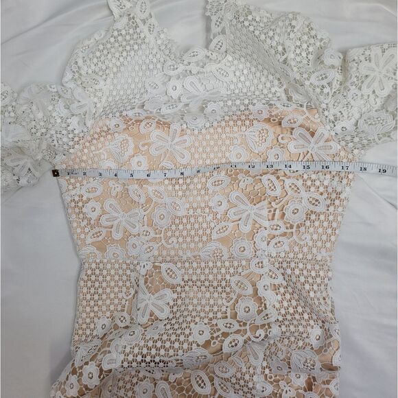 FREE PEOPLE dress‎ La Spezia white floral crochet lace bridal M - Picture 11 of 15